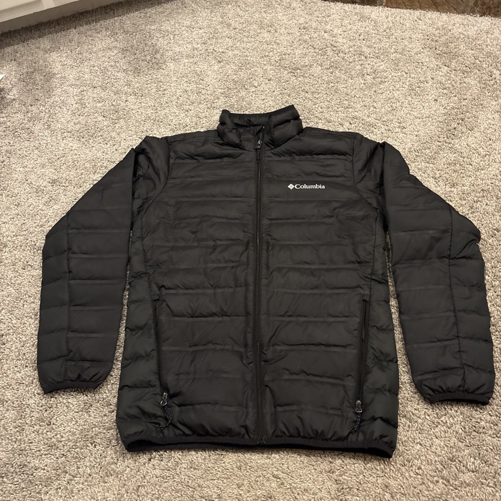 Columbia black 650 Turbodown quilted full Zip Up puffer jacket Men's Sz Small S
